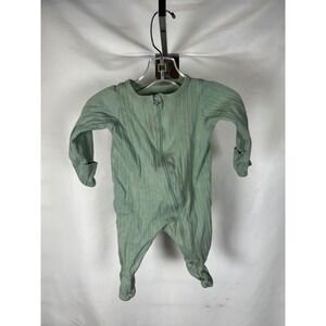 Wonder Nation Baby Ribbed Zip Front Footed Sleeper Sage Green 0-3M